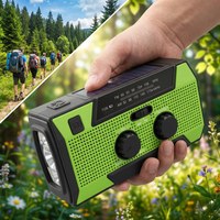 Radio NOAA con Manivela y Linterna, Batería Recargable de 5000 mAh, Alarma SOS, Kit para Campismo y Senderismo al Aire Libre