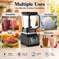 1500W Pengolah Makanan Bayi Elektrik dengan Tombol Tekan, Blender Smoothie, Wadah Stainless Steel 2L, 3 Kecepatan, untuk Rumah Tangga dan Hotel