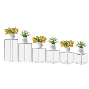 Soporte alto de pedestal de acrílico transparente, gran cubo de exhibición de acrílico transparente de 5 lados, <span class=keywords><strong>torre</strong></span> de flores hueca de zócalo de exhibición de acrílico - Product Image 6