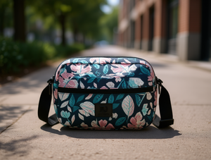 Borsa a Tracolla Floreale in Poliestere per Donna con Patch Logo, Stile per Tutte le Stagioni - Product Image 2