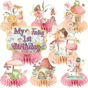 8pcs My Fairy Birthday Party Vaisselle et décorations Centres de table en nid d'abeille