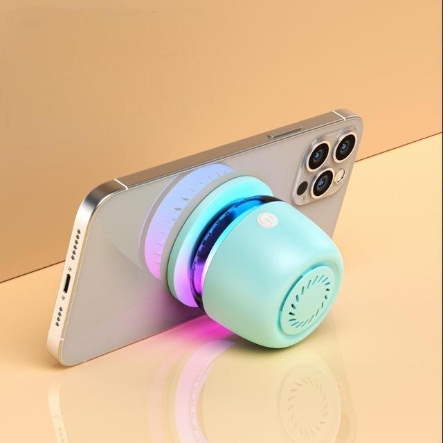 Mini Magnetic Speaker with Telescopic Air Cushion Phone Stand 2 in 1 RGB LED IPX6 Waterproof Wireless BT for iPhone Android