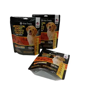 Stampa digitale personalizzata dolcetti di patate dolci cibo per cani stand up sacchetto con cerniera sacchetti di plastica