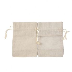 Custom Small Cotton Jute <b>Drawstring</b> <b>Pouch</b> Bag Organza Window Silk Screen Printing Recyclable Security Feature Guangdong China - Product Image 5