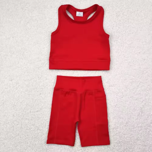 Conjuntos de Ropa para Bebés Niñas, Estilo Deportivo, 5 Colores Sólidos, Top y Pantalones Cortos, Moda Yoga - Product Image 2