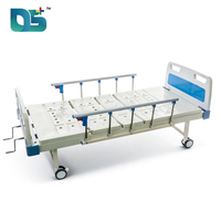 Lit d'hôpital médical manuel réglable à 2 fonctions avec panneau de tête en ABS, 2 manivelle, garde-corps relevables et roulettes