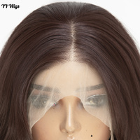 Swiss Lace 13x6 Futura Cheveux Synthétiques Lace Front Perruque Longue 33 # Brun Corps Vague Résistant À La Chaleur Sans Colle Demi Main Attachée Perruque Femme