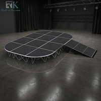 Plataforma de Escenario Portátil de Aluminio de 4x4 pies, Forma Cuadrada, de Madera Contrachapada, para Eventos y Conciertos