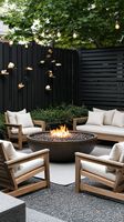 Table de foyer extérieure de luxe avec plateau en marbre - Essentiel élégant pour les dîners en plein air et les soirées sur la terrasse