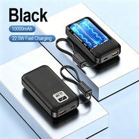 Batterie externe détachable 22,5W 10000mAh avec 3 sorties, affichage numérique, cordon de transport, multi-ports, pour voyage