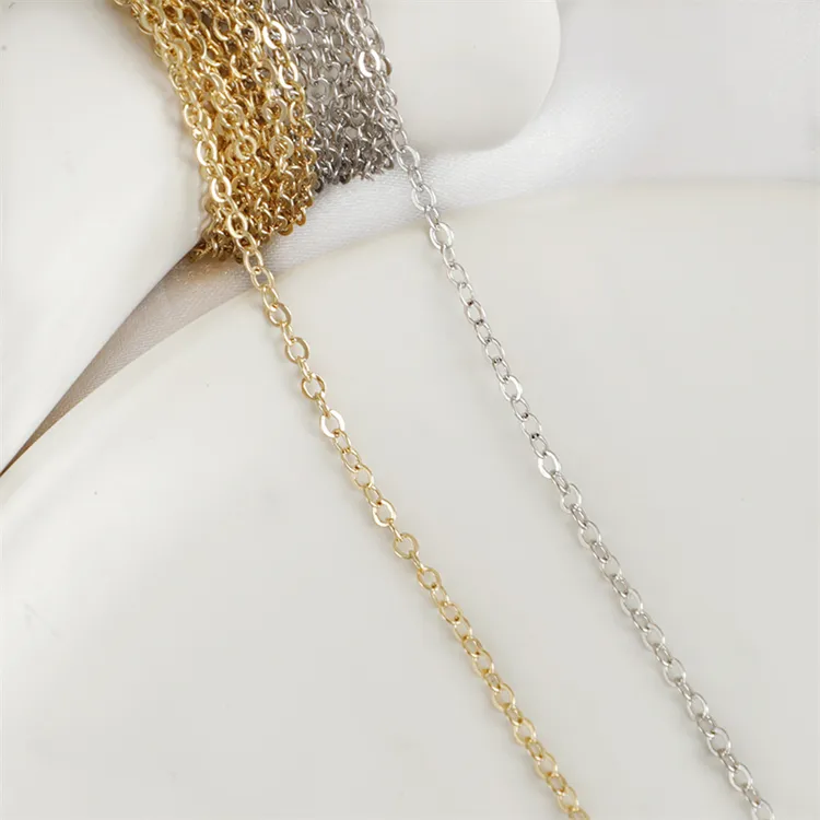 Cadena tipo O, cadenas de 18K chapadas en oro de latón, accesorios de bricolaje para hacer collares, cadena redonda