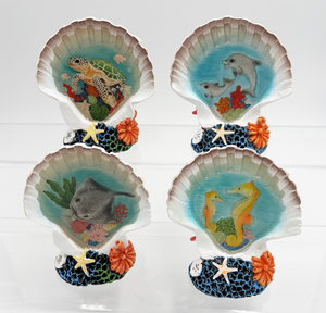 Sculpture personnalisée en résine polymère peinte à la main, pyramide, fée, coquillage, conque, poisson, corail, étoile de mer - Product Image 3