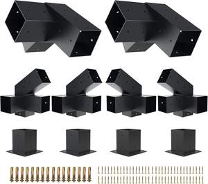 <span class=keywords><strong>Kit</strong></span> de pergola avec supports <span class=keywords><strong>Kit</strong></span> de support d'extension mural pour toit incliné à 30 ° Supports à 4 voies pour cabane en rondins de pergolas - Product Image 6