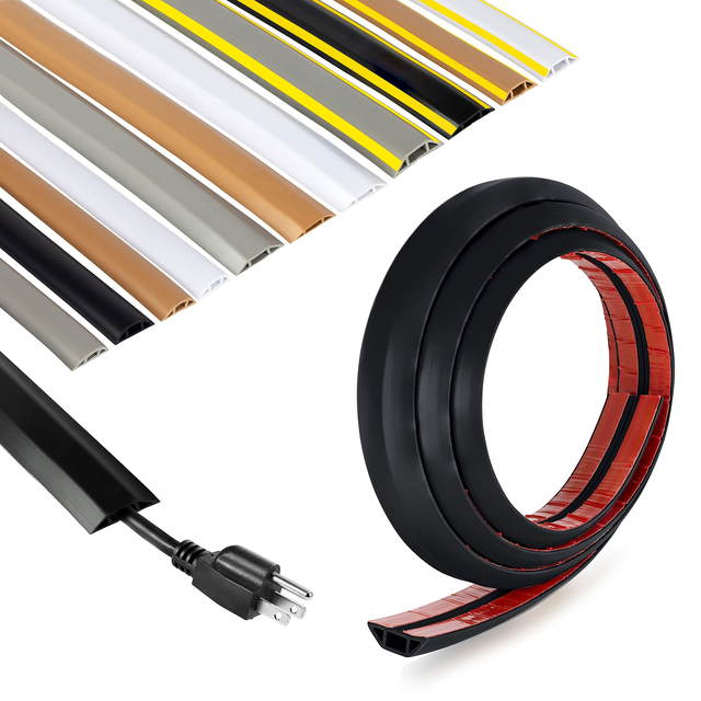 Floor Rubber Cable Protector Strong Self Adhesive Eco-friendly Cutting Service Cord Covers for Wires