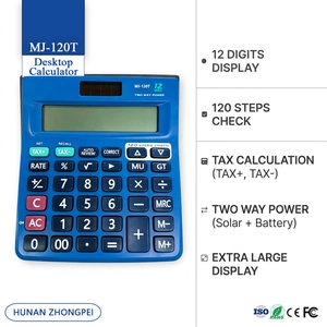 Calculadora de Escritorio MJ-120T Azul SKD PCB de 12 Dígitos, Doble Alimentación Solar y Batería, Función de Verificación de Impuestos de 150 Pasos, Coma de 3 Dígitos - Product Image 4