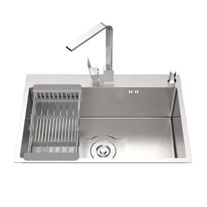 Factory wholesaleunder sink organizer for bathroom and kitchen kitchen sink with waterfall faucet stainless steel