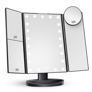 Schmink spiegel mit 22 LED-Leuchten <span class=keywords><strong>10X</strong></span> 3X 2X Vergrößerung Beleuchteter Kosmetik spiegel Touch Control Trifold Makeup <span class=keywords><strong>Mirror</strong></span>