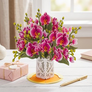 3D Flower Pop Up Greeting Card Bouquet Paper Standing Card for Birthday Party <b>Gift</b> - Product Image 2