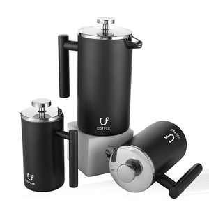 Filtre en acier inoxydable à paroi isolée de 1 L amélioré <span class=keywords><strong>12</strong></span> <span class=keywords><strong>tasses</strong></span> à piston à café portable à presse française - Product Image 3