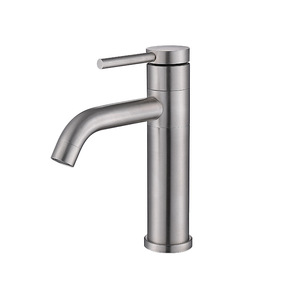Stainless Steel Single Hole Basin Faucet With Rotating Spout Modern Design <b>Deck</b> Mounted Single Handle Hot And Cold Water - Product Image 2