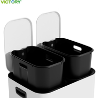 Poubelles de recyclage à double compartiment, poubelle en métal blanc avec pédale, fermeture douce, 40/50/60L, poubelles pour la maison