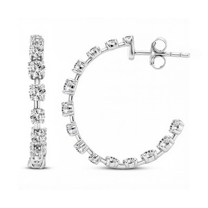 Pendientes de Aro con Diamantes Redondos Creados en Laboratorio para Mujer, Color VVS VS EF, Plata de Ley 925, Oro de 10KT 14KT 18KT, Joyería Fina de Lujo - Product Image 2