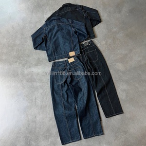 Clothing Manufacturer <b>Custom</b> <b>Denim</b> <b>Jackets</b> and Jeans Pants Heavyweight Jogging Suit Fashion Street Wear <b>Denim</b> Set Men - Product Image 2