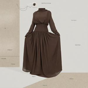 Abaya longue et élégante Loriya 2026 à nouer, en polyester, pour femmes musulmanes, couleur unie, vêtements islamiques pour adultes, collection automne - Product Image 3