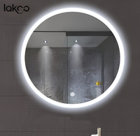 Miroir LED rond intelligent moderne LAKOO, miroir de vanité mural avec écran tactile, lumière à intensité variable et anti-buée pour la maison/l'hôtel