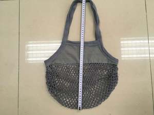 Sac en coton tissé réutilisable à rayures avec dessus en toile pour les courses - Product Image 5