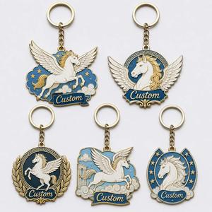 Porte-clés Pégase personnalisés en gros de haute qualité, figurines de cheval ailé, design mythologique, souvenir de la culture grecque - Product Image 1