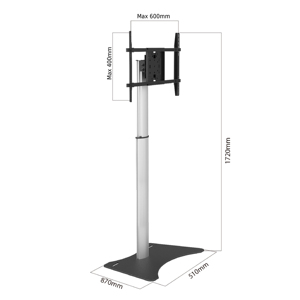 Soporte Universal de Aluminio para TV LCD, 600*400mm, Altura Ajustable, Base para TV de Piso, Negro + Plateado - Product Image 4