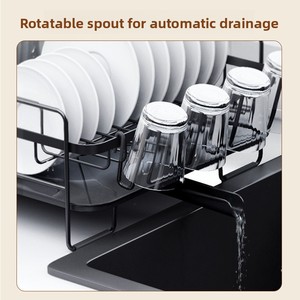 Égouttoir à vaisselle rétractable vintage en acier inoxydable à un seul niveau, finition antirouille, organisateur de comptoir de cuisine, <span class=keywords><strong>porte</strong></span>-couverts/<span class=keywords><strong>porte</strong></span>-tasses - Product Image 2