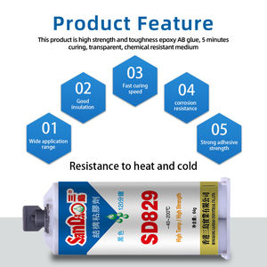 SD829 Epoxy Resin AB <b>Rubber</b> Structural Adhesive Black 64g High Temp Metal Bonding - Product Image 2