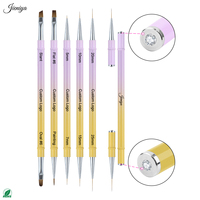 Vente en gros d'usine : Ensemble de pinceaux à double revêtement pour gel à ongles, avec manche métallique couleur dégradée, produits tendance pour salon et usage domestique