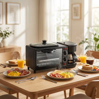 Machine à petit-déjeuner 3-en-1 Sokany avec four micro-ondes et cafetière 3-en-1 pour usage domestique, prise US