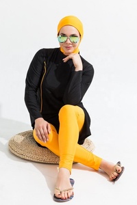 Burkini de haute qualité pour femmes musulmanes, protection <span class=keywords><strong>UV</strong></span>, non toxique, couleur contrastée, tendance - Product Image 2
