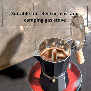 Logotipo personalizado OEM Single Value Black Italia Aluminio Moka Pot Espresso <span class=keywords><strong>Cafetera</strong></span> - Product Image 4