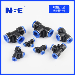 Conector neumático tipo T NGSQD de plástico y acero de 4, 6, 8, 10, 12, 14, 16 mm de ajuste rápido para gas de alta presión - Product Image 3