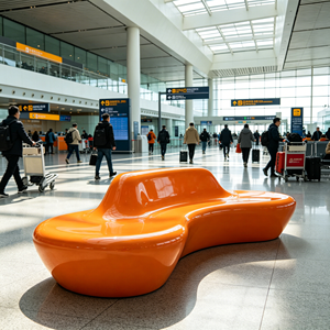 Silla de Espera de Fibra de Vidrio FRP Artística Moderna de Primera Calidad, Banco Público Moldeado sin Costuras y Duradero para <span class=keywords><strong>Aeropuerto</strong></span> y Estación de Tren de Alta Velocidad - Product Image 1