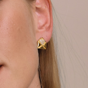 Ensemble de bijoux tendance, acier inoxydable imperméable plaqué or, forme d'enveloppe, collier et boucles d'oreilles de qualité imperméables pour cadeau - Product Image 5