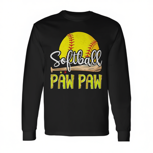 Camiseta de manga larga Softball Paw Paw, de algodón, con estampado digital, informal, para adultos, para el día del partido deportivo - Product Image 2