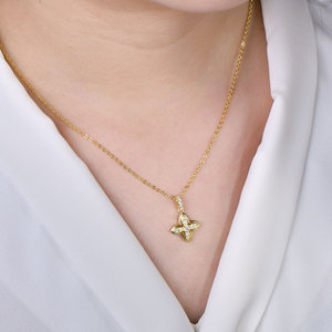 VVS1 <b>D</b> Color GRA Certified 0.25ct Moissanite Four Leaf Clover <b>Necklace</b> Flower Copper 14K Gold Filled heavy party wear jewellery - Product Image 5