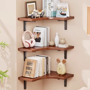 <b>Corner</b> Wall Shelf Three Layer MDF <b>Storage</b> <b>Unit</b> For Living Room Durable Design - Product Image 2