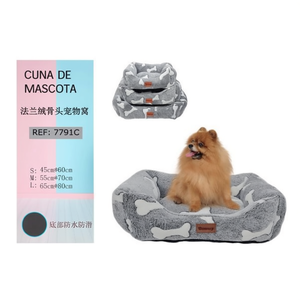 Set di Tre Pezzi per Cuccia per Cani in Flanella Grigia per Letti per Animali Domestici - Product Image 2