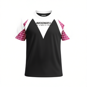 T-shirt ispirata a supereroi, nera, bianca, rosa, con grafica a ragnatela, per uomo e donna, cosplay da supereroe, streetwear - Product Image 2