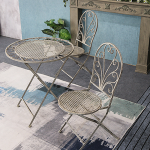 Wholesale Antique Vintage <strong>Grey</strong> Garden <strong>Set</strong> Round Table and Chair Furniture <strong>Bistro</strong> <strong>Set</strong> 3 Piece - Product Image 2