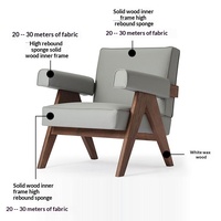Fauteuil simple en bois massif de style nordique rétro Chandigarh, design moderne pour salon, modèle CY73