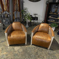 Fauteuil inclinable de style loft industriel rétro, design vintage en cuir à dossier ailé, rembourrage en mousse durable, pour salon, appartement, hôtel