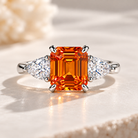 Bague de luxe en or 18 carats certifiée IGI avec émeraude orange Fanta de laboratoire, pierres latérales en forme de poire, pour mariage et soirée, bijoux fins OEM ODM